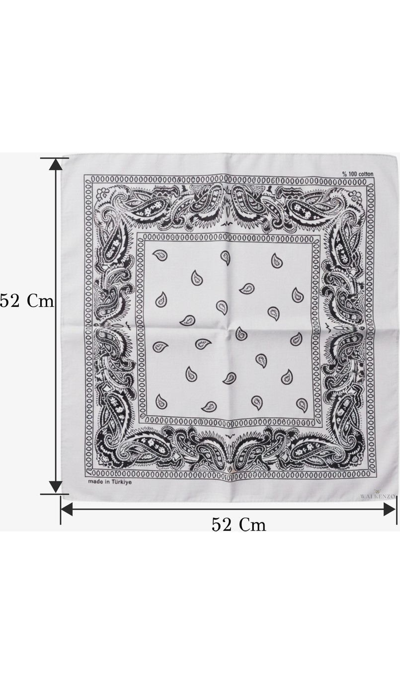 Walkenzo Paisley Desen %100 Pamuklu Çok Amaçlı Bandana Fular görsel 6