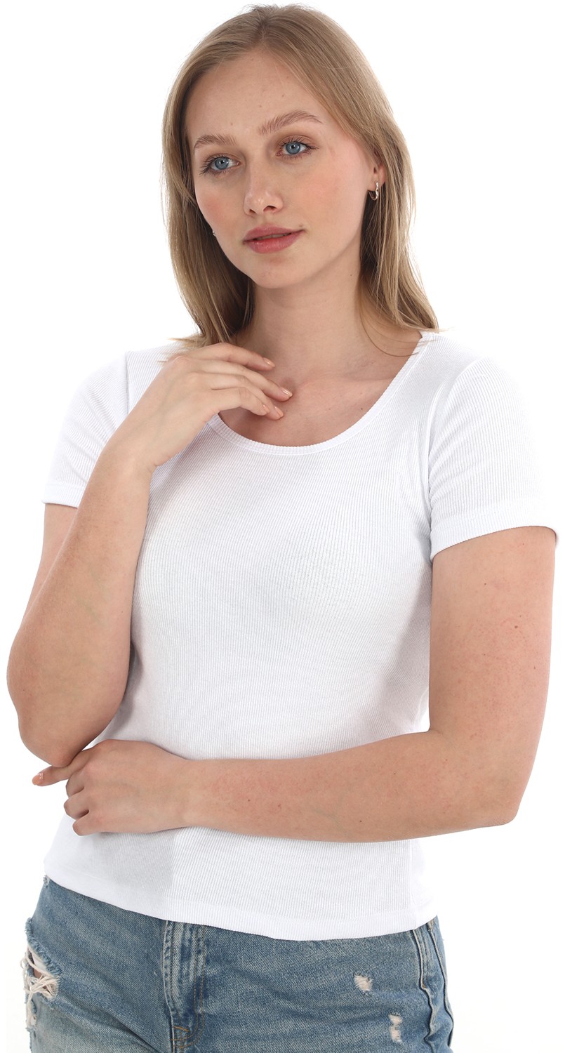 Monox Kadın Fitilli Likralı Pamuk Basic Tshirt görsel 7
