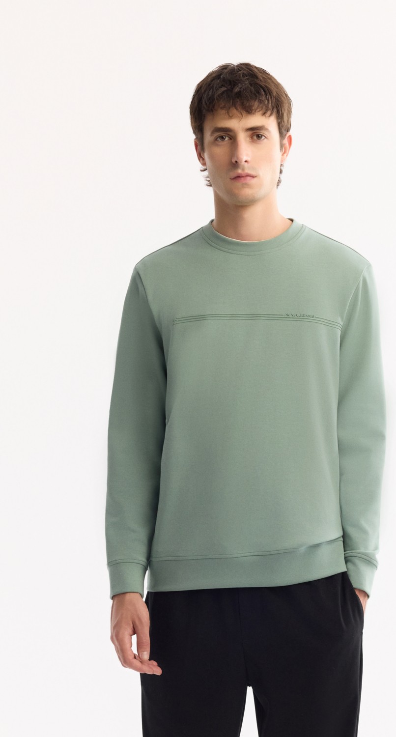AVVA Erkek Bordo Bisiklet Yaka Pamuklu Bi-Stretch Baskılı Regular Fit Sweatshirt A52Y1325