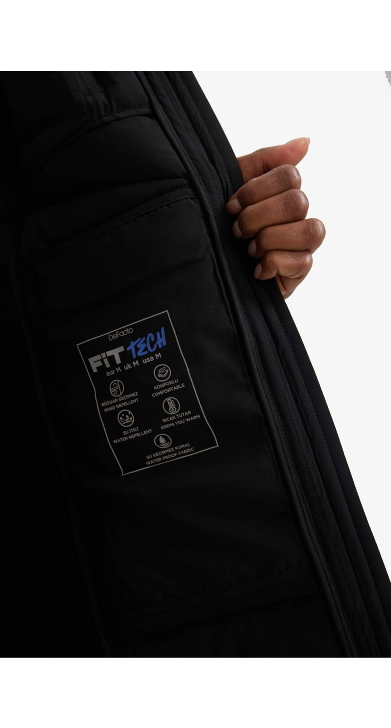 DeFacto Rüzgar Geçirmez Su İtici Regular Fit Kapüşonlu Şişme Parka Mont C6035AX25WN görsel 7
