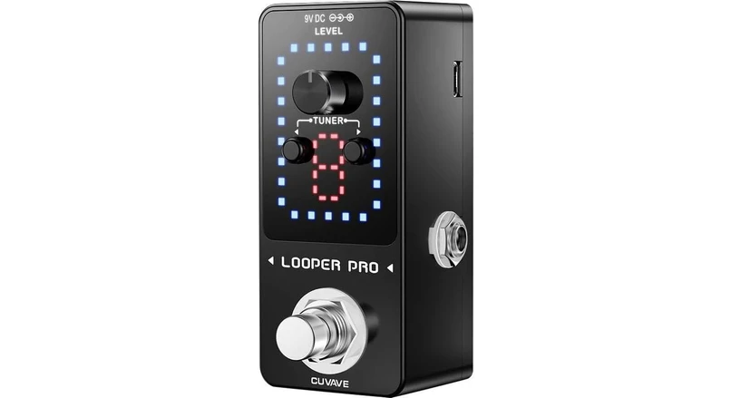 Resim Pro Gitar Döngü Pedalı 9 Döngü Toplam 40 Dakika Süresi Sınırsız Overdub Dahili Tuner Fonksiyonu Ekran 