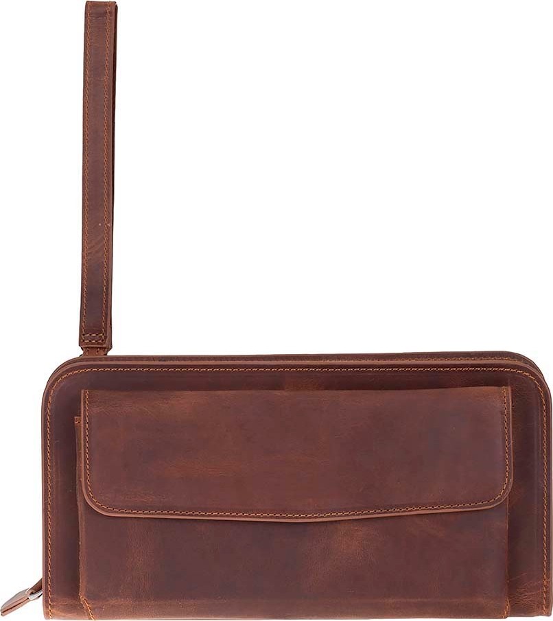 BloominBag Faron Saddle Heritage Telefon Bölmeli Hakiki Deri Unisex Clutch Çanta görsel 3