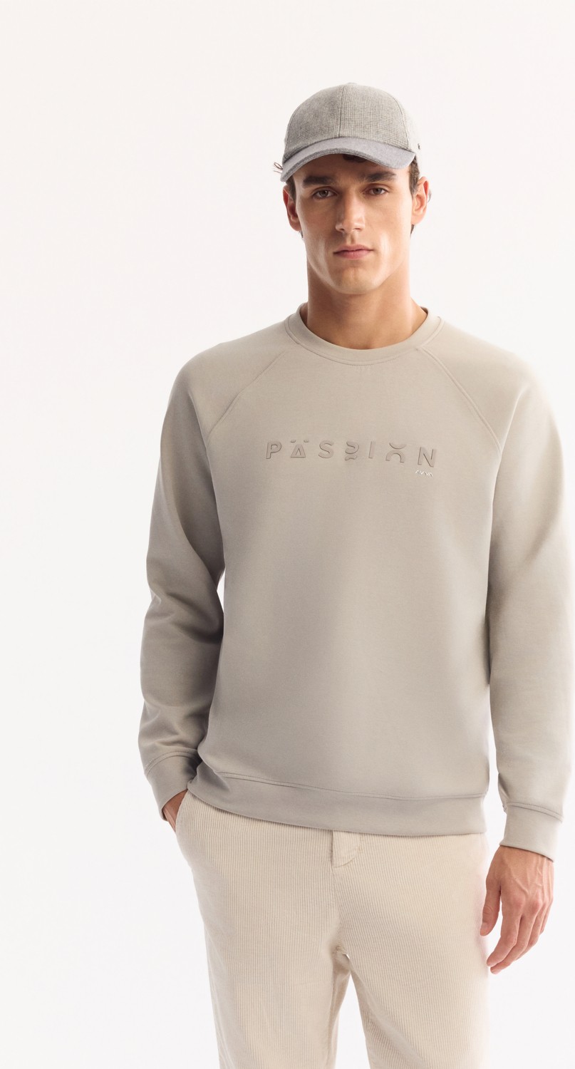 AVVA Erkek Gri Bisiklet Yaka Pamuklu Bi-Stretch Baskılı Regular Fit Sweatshirt A52Y1249