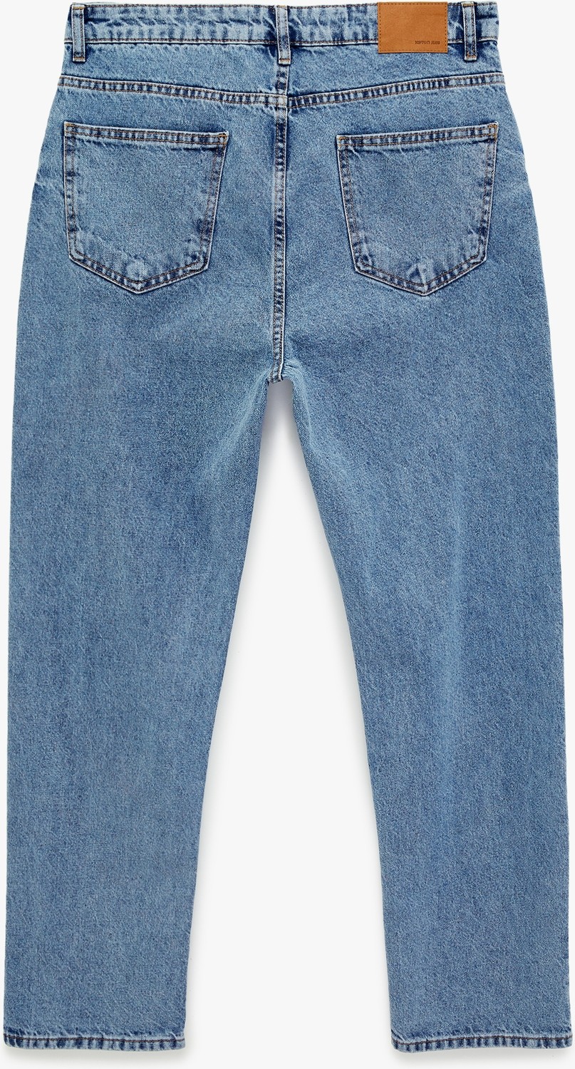 Koton Normal Bel Düz Paça Pamuklu Vintage Straight Fit Jean Pantolon görsel 6