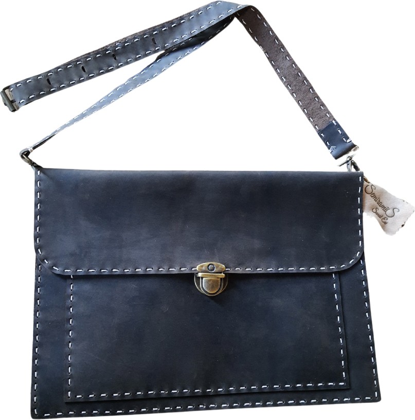 Semiramis Unisex Helios Model Deri El Yapımı Vintage Koyu Kahve 13'' Macbook Çantası