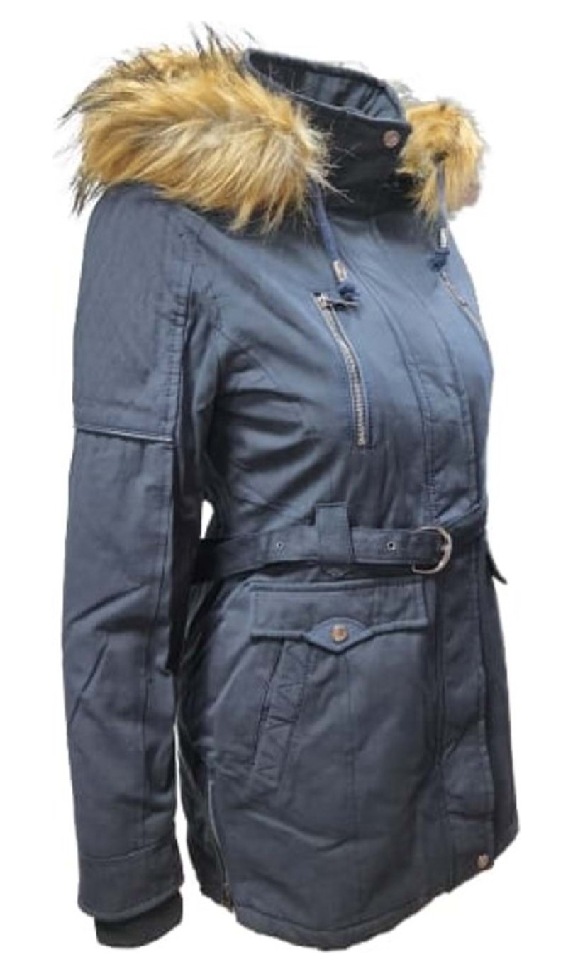 Timberline TB3439 Kadın Gabardin Kapüşonlu Içi Kürklü Mont - TB3439 - Siyah görsel 5