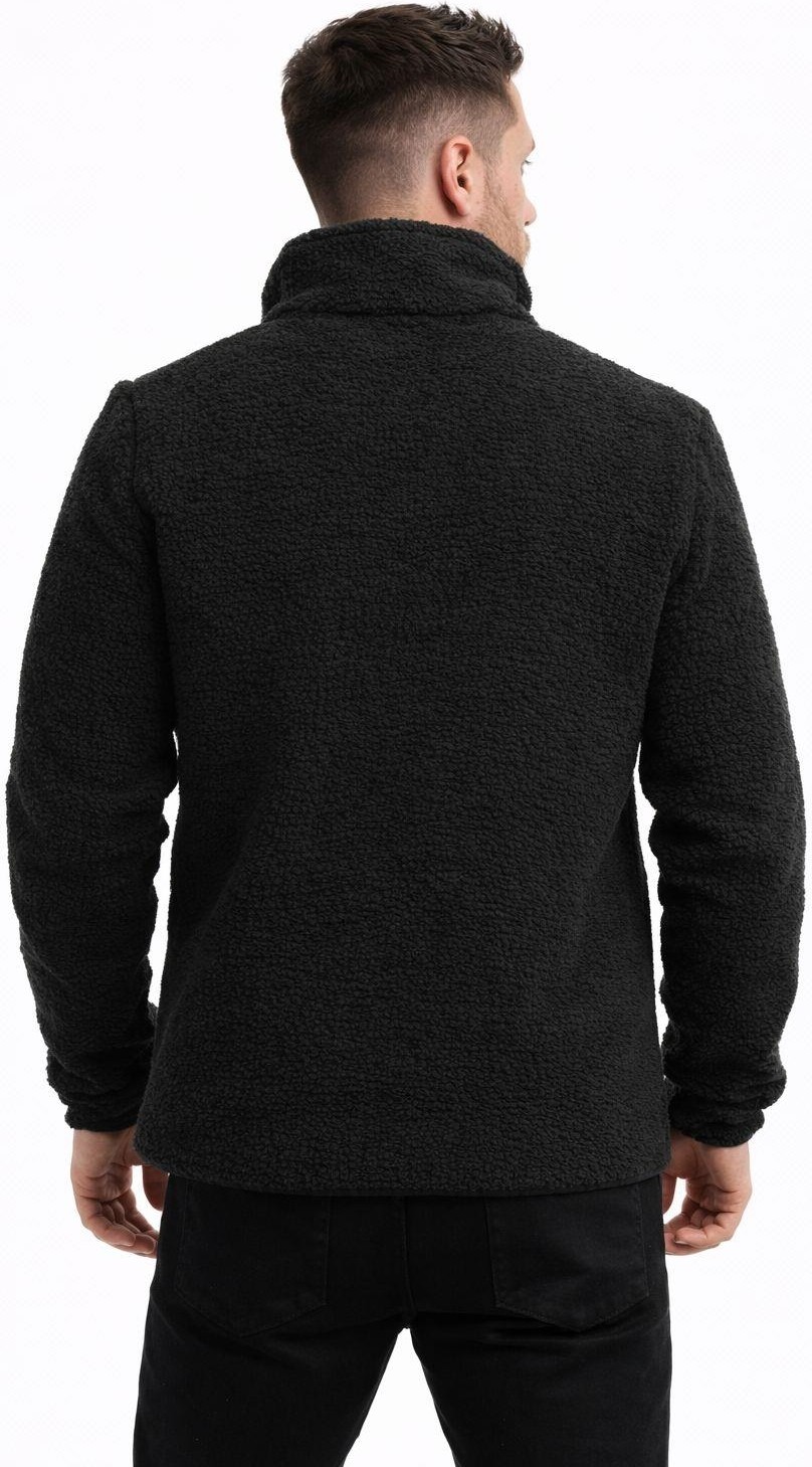 Polo State Erkek Dik Yaka Fermuarlı Peluş Ceket Siyah görsel 7