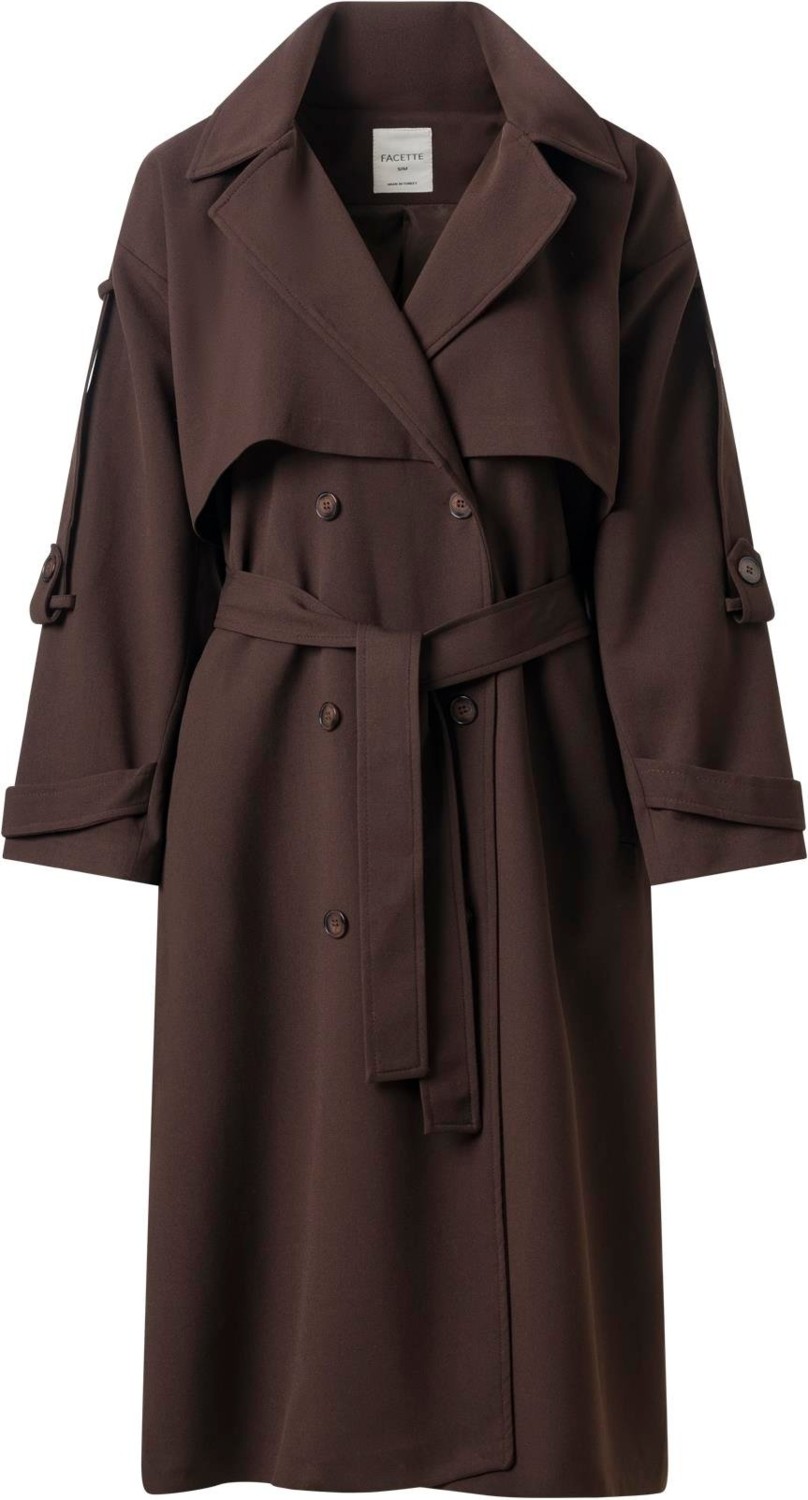 Facette Kadın Oversize Acı Kahve Trençkot Ceket Yaka %100 Polyester Rüzgarlıklı ve Apoletli Model görsel 6