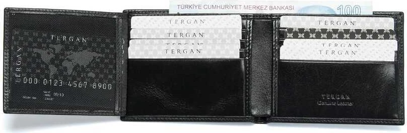 Tergan Siyah Hakiki Deri Erkek Cüzdan Düz Desenli Standart Boyutlu Şık Tasarım S1CE00001501-A97 görsel 5