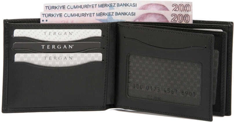 Tergan Siyah Hakiki Deri Erkek Cüzdan Minimalist Stil ve Düz Desen ile Hediye Seçeneği S1CE00001499-A97 görsel 7