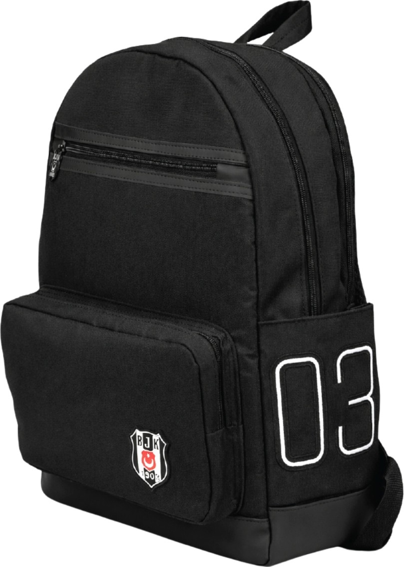 Beşiktaş Lisanslı Siyah Suni Deri Detaylı Sırt Çantası - 1903 Nakışlı Laptop Bölmeli Okul Çantası görsel 2