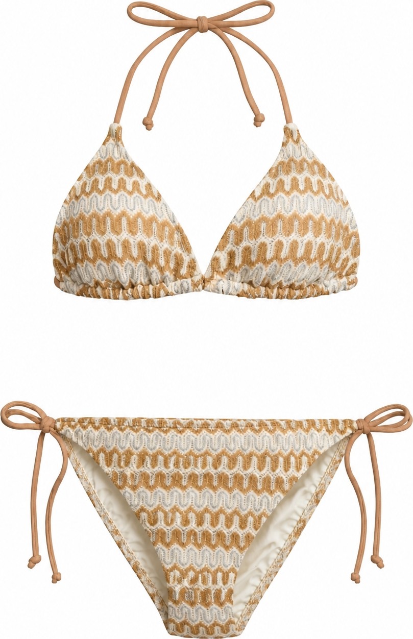 Aquella Renkli Triko Üçgen Bikini Takım