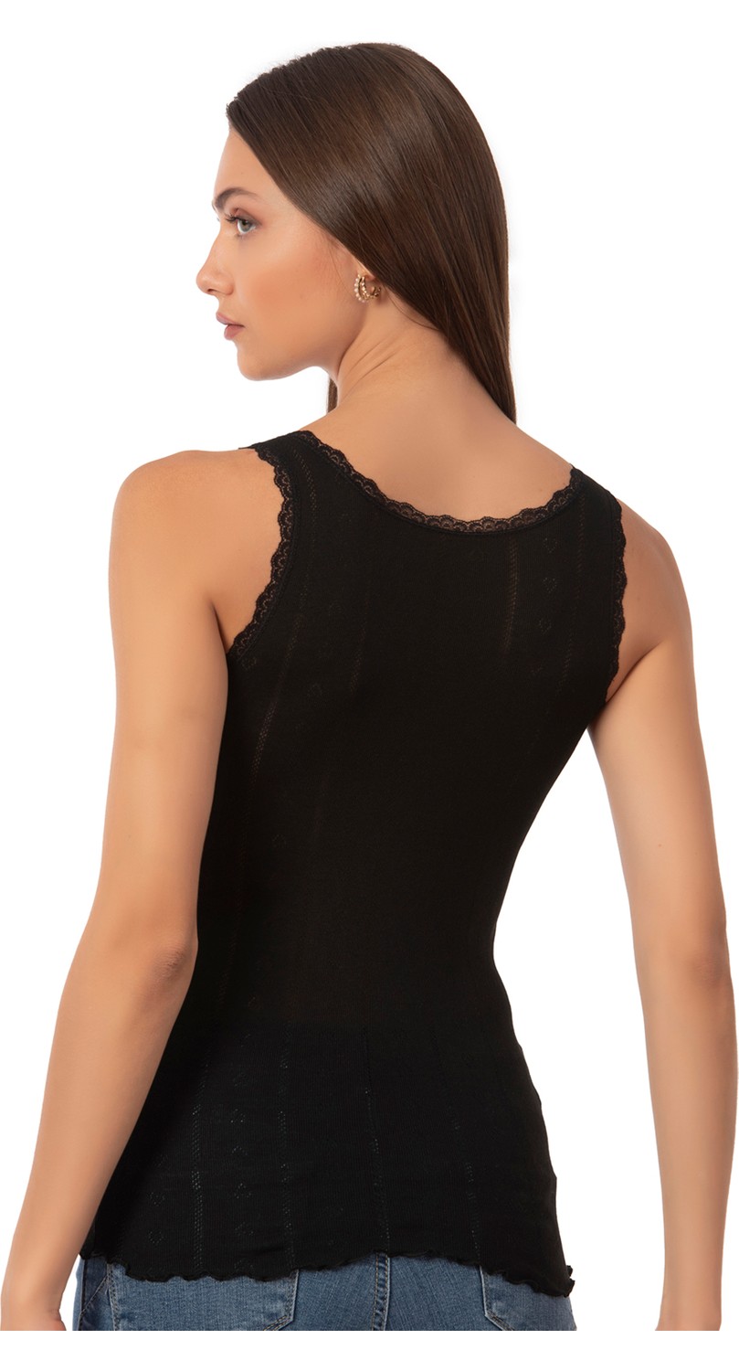 Özkan Underwear 23493 Kadın Transferli Ribana Esnek Yumuşak Kalın Askılı Atlet görsel 7