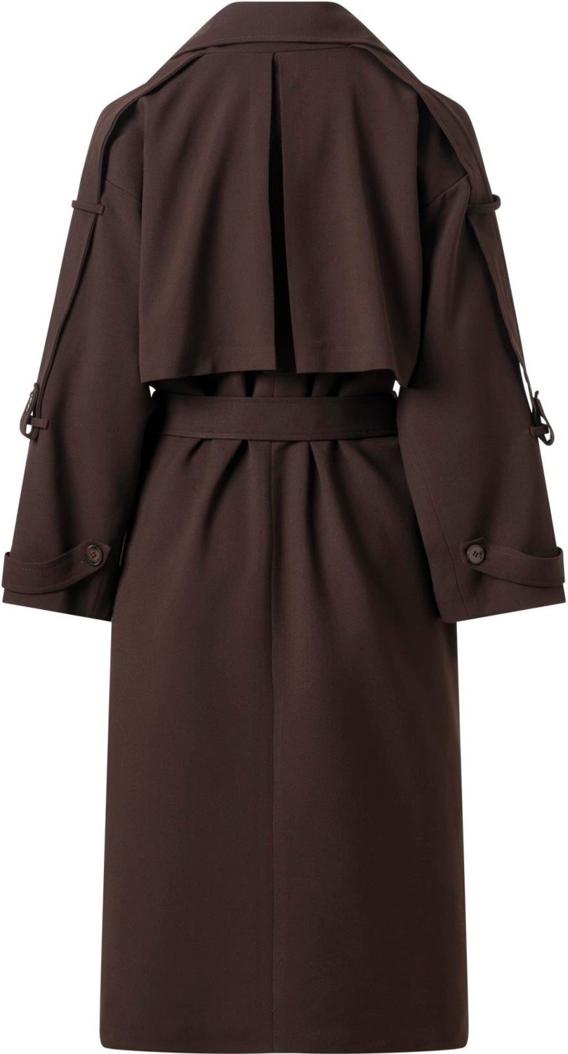 Facette Kadın Oversize Acı Kahve Trençkot Ceket Yaka %100 Polyester Rüzgarlıklı ve Apoletli Model görsel 5