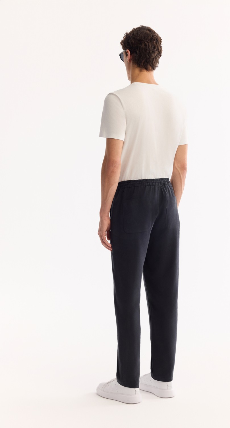 AVVA Erkek Siyah Beli Lastik Bağcıklı Soft Touch Relaxed Fit Pantolon A52Y3013 görsel 4