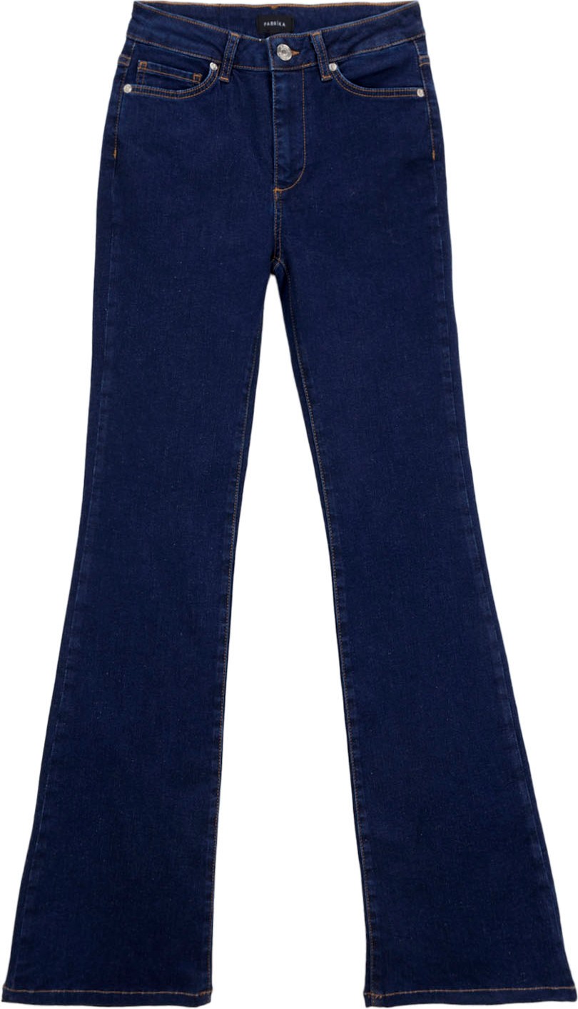 Fabrika Yüksek Bel Geniş Paça Flare Koyu Indigo Kadın Denim Pantolon F5WL-PNT0193 görsel 2