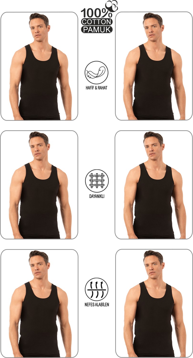 Özkan Underwear Özkan 0050 6'lı Paket Erkek %100 Pamuklu Penye Süprem Kalın Askılı Atlet