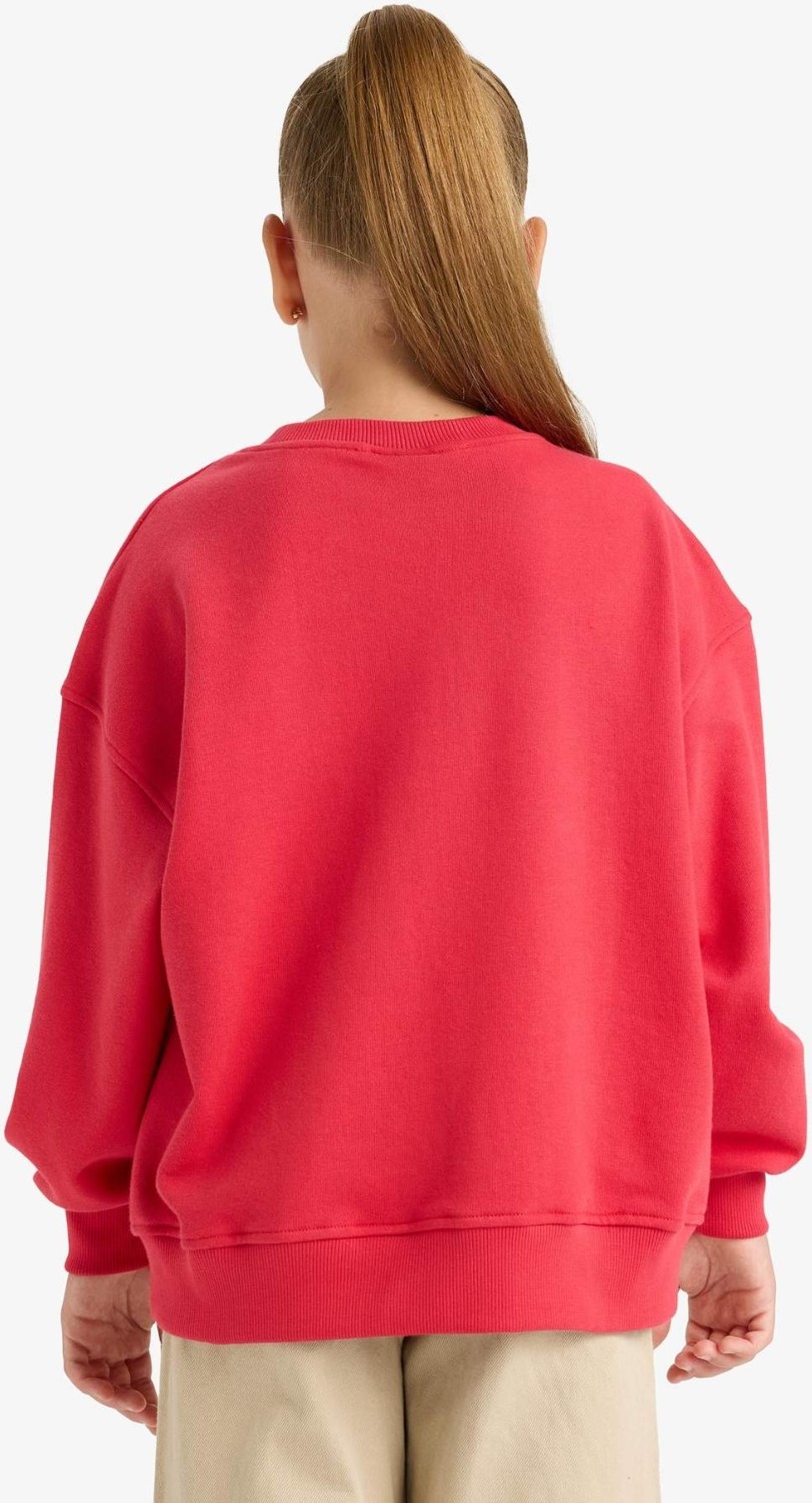 DeFacto Oversize Geniş Kalıp Bisiklet Yaka Baskılı Sweatshirt Kız Çocuk E7841A825AU görsel 6