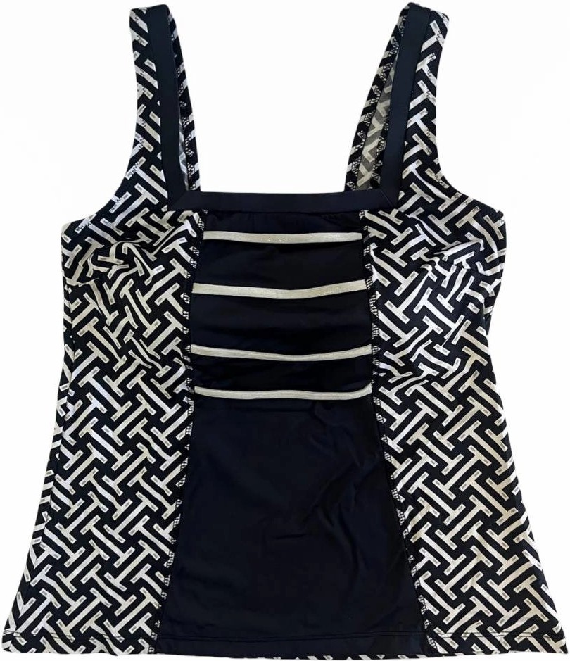 Hazelin Kadın Lacivert Beyaz Desenli Tankini Şortlu %80 Poliamid %20 Elastan HZL25S-AR1801 görsel 2