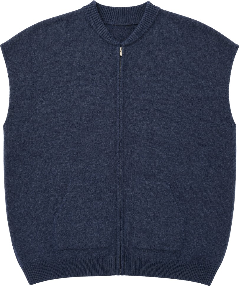 Battal Moda Erkek Büyük Beden Lacivert Hattush Cepli Fermuarlı Yelek 5xl-6xl-7xl-8xl görsel 4