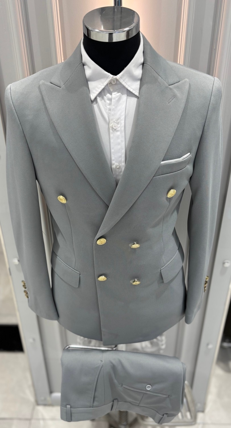 Sabri Zengin Erkek Kruvaze Slim Fit Takım Elbise