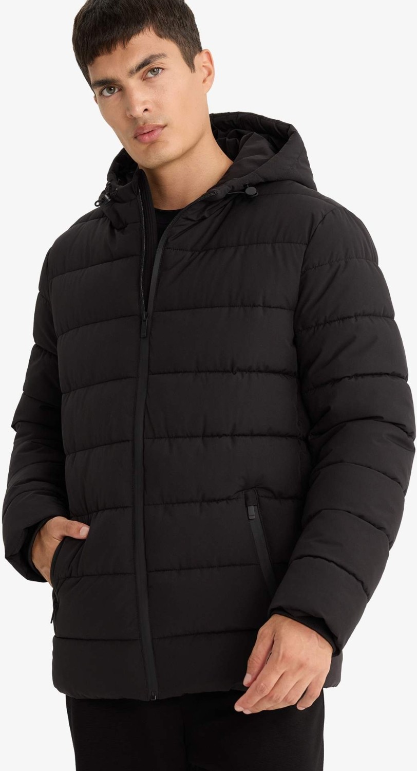 DeFacto Sıcak Tutan Su İtici Slim Fit Dar Kesim Astarlı Kapüşonlu Fermuarlı Cepli Dolgulu Mont R0216AZ25AU