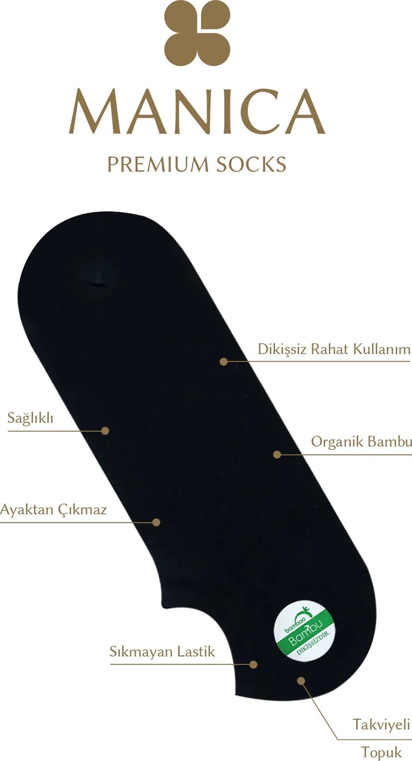 MANICA Erkek Bambu Babet Çorap 6 Çift - Siyah görsel 7