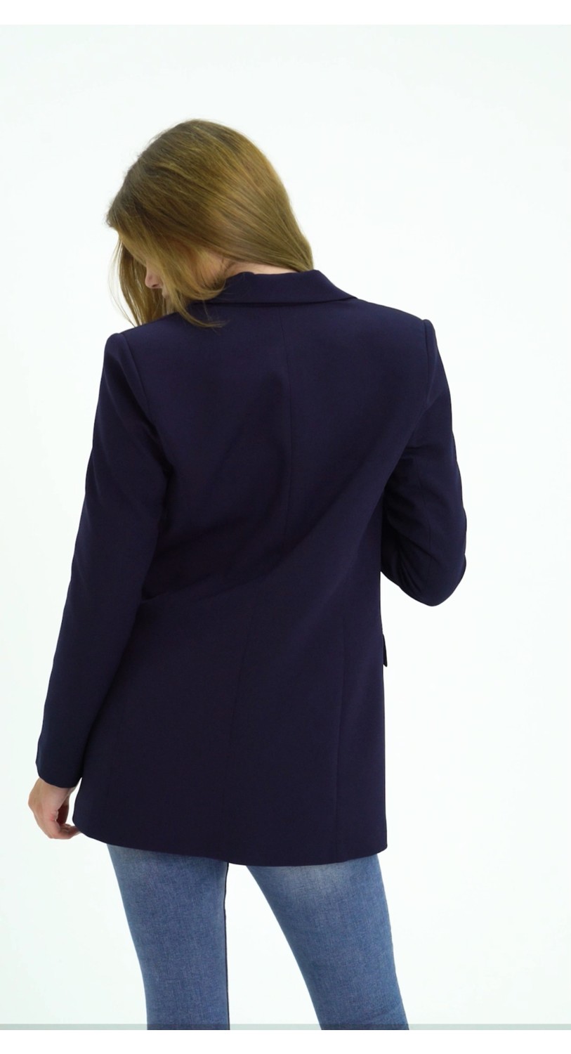 Bolivente Siyah Oversize Dokuma Blazer Ceket görsel 5
