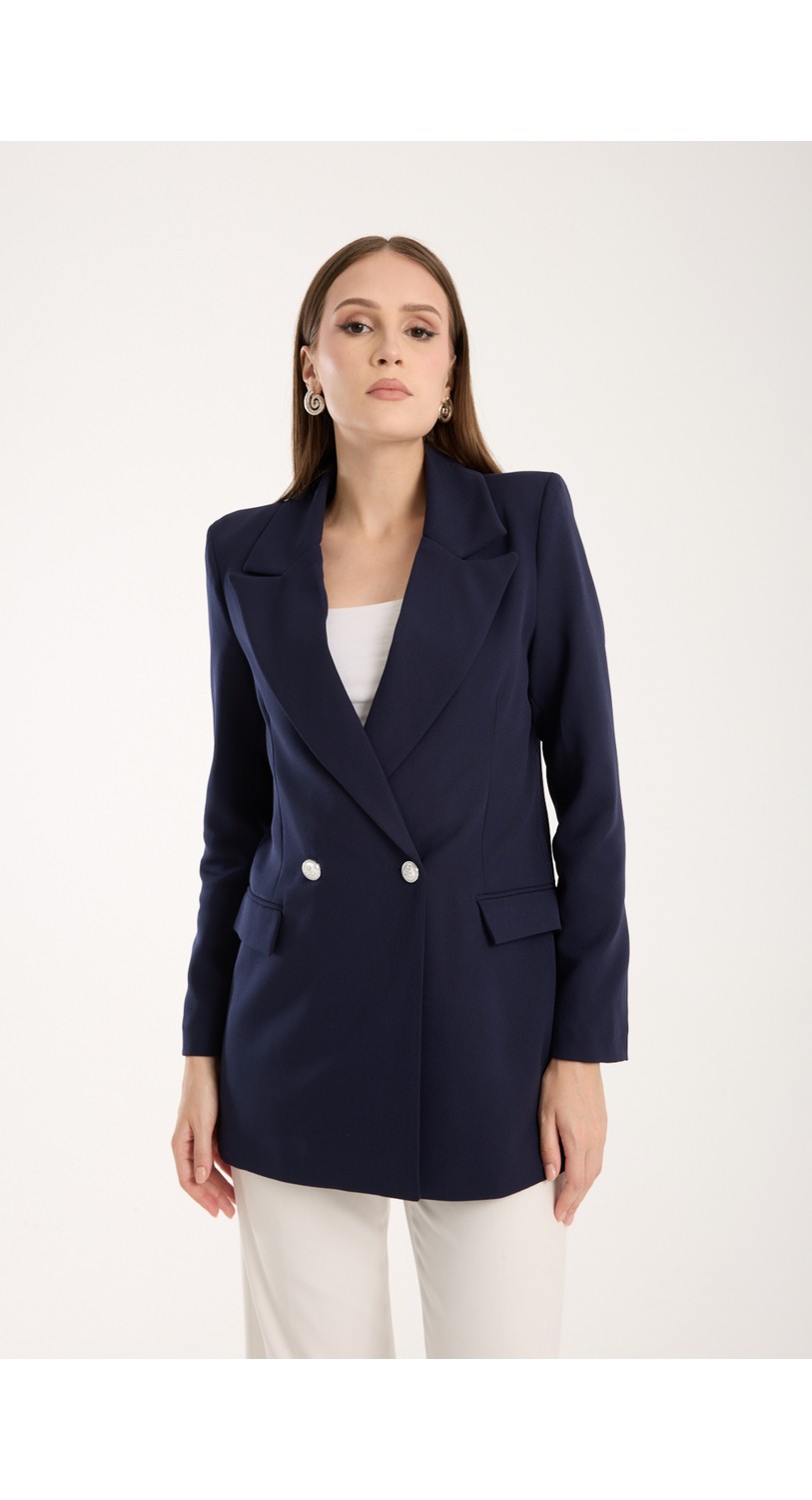 Bolivente Siyah Oversize Dokuma Blazer Ceket görsel 6