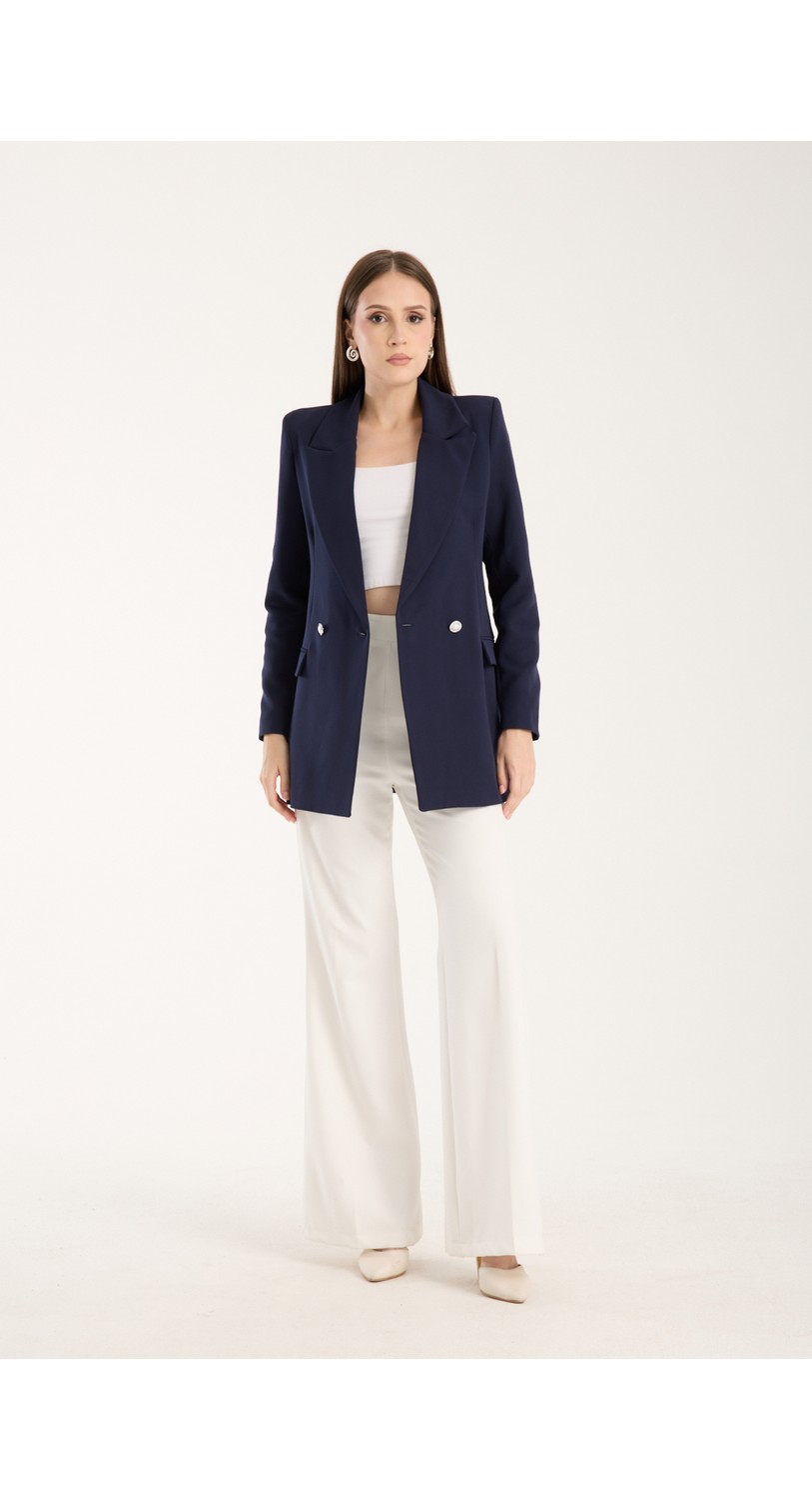 Bolivente Siyah Oversize Dokuma Blazer Ceket görsel 7