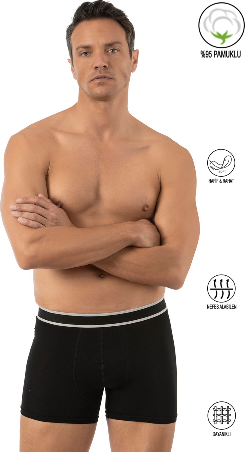 Özkan Underwear Özkan 11226 Erkek %95 Pamuklu Likralı Süprem Kumaş Esnek Rahat Boxer Şort görsel 6