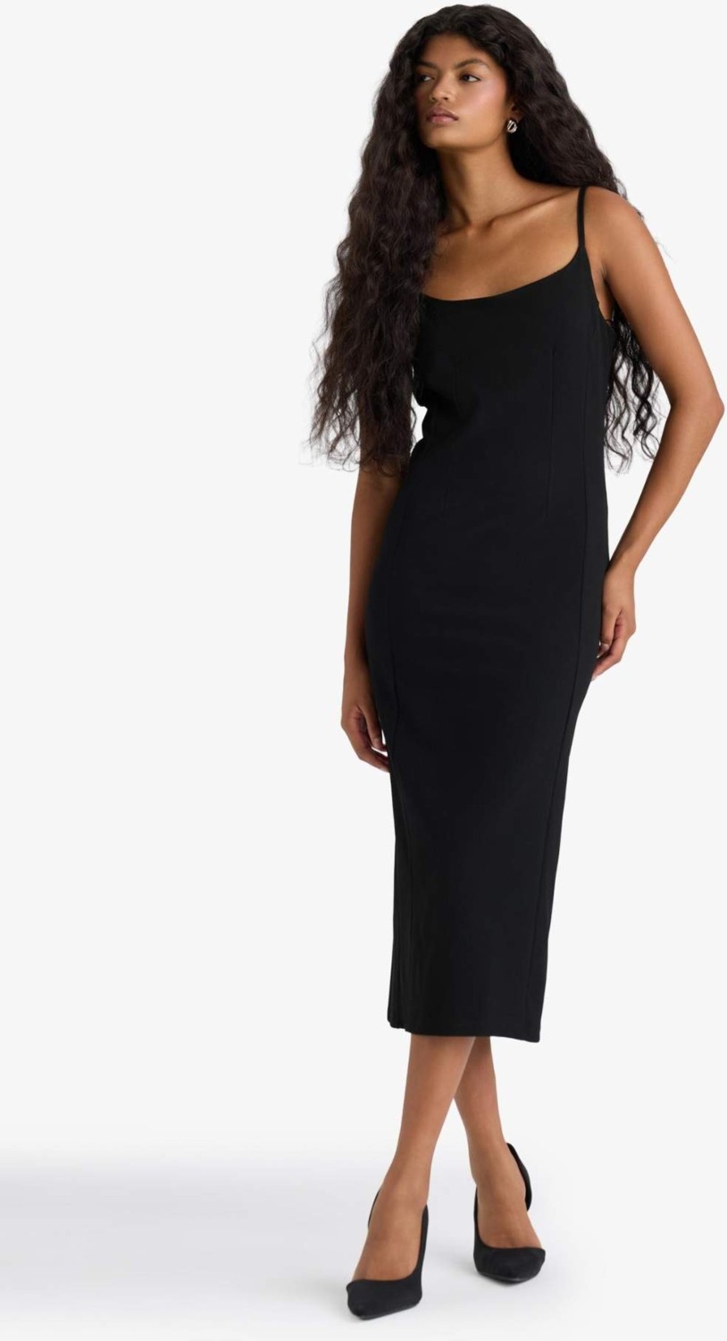 DeFacto Bodycon Vücudu Saran İnce Askılı Midi Elbise F9263AX25WN görsel 3