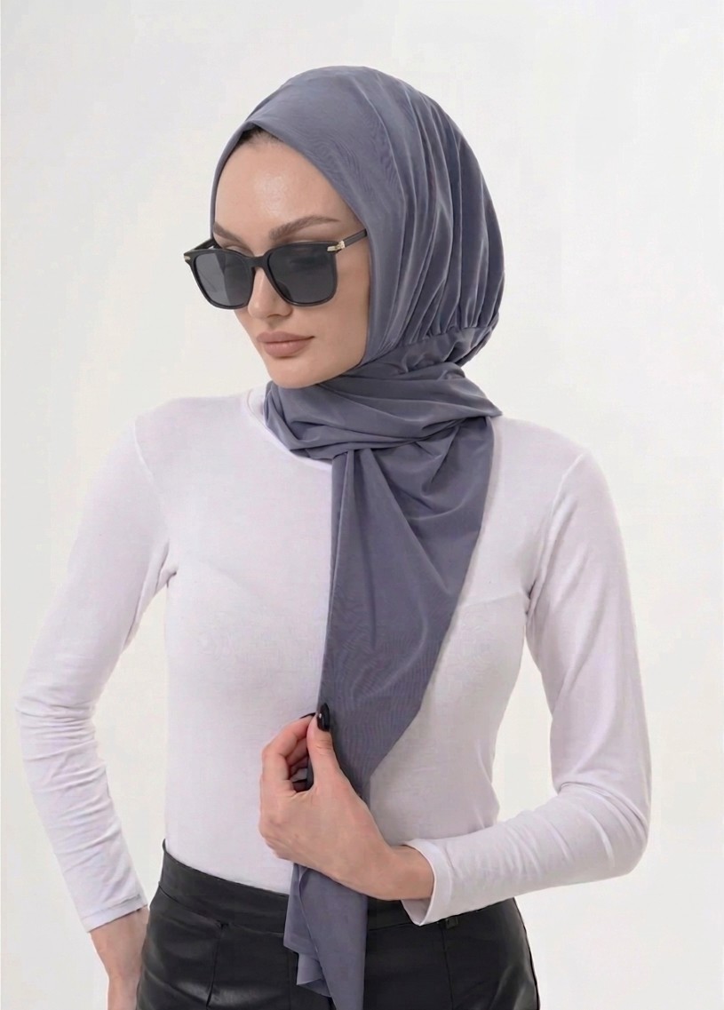 Alivascarf Pratik Hazır Çıtçıtlı Büzgülü Tesettür Şal görsel 8