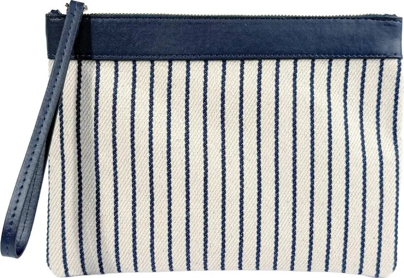 Glondy Asia Kanvas Çizgili Kadın Portföy & Clutch El Çantası Lacivert görsel 8