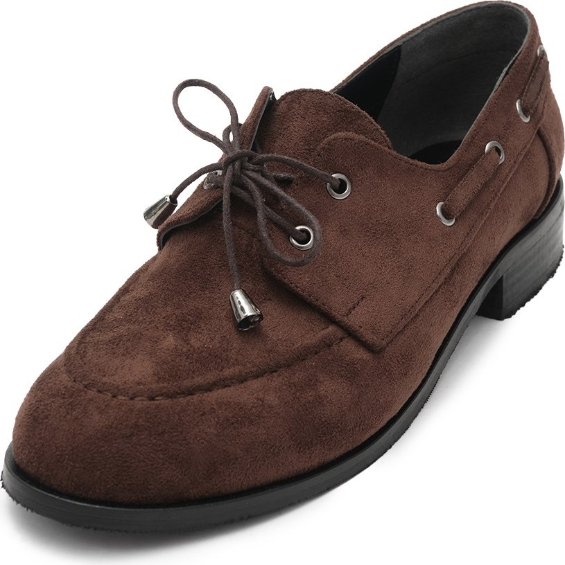 Mio Gusto Kahverengi Kuşgözü Detaylı Bağcıklı Kadın Loafer görsel 3
