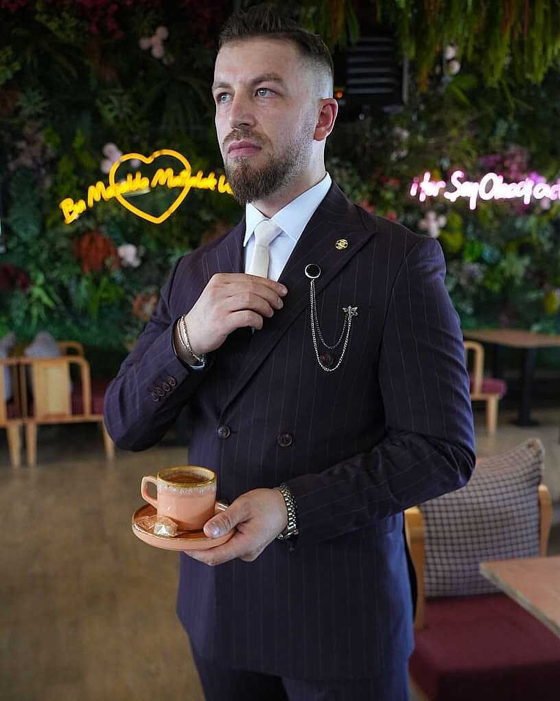 Beystil Sivri Yaka Bordo Çizgili Kruvaze Takım Elbise 53151 - Slim Fit görsel 3