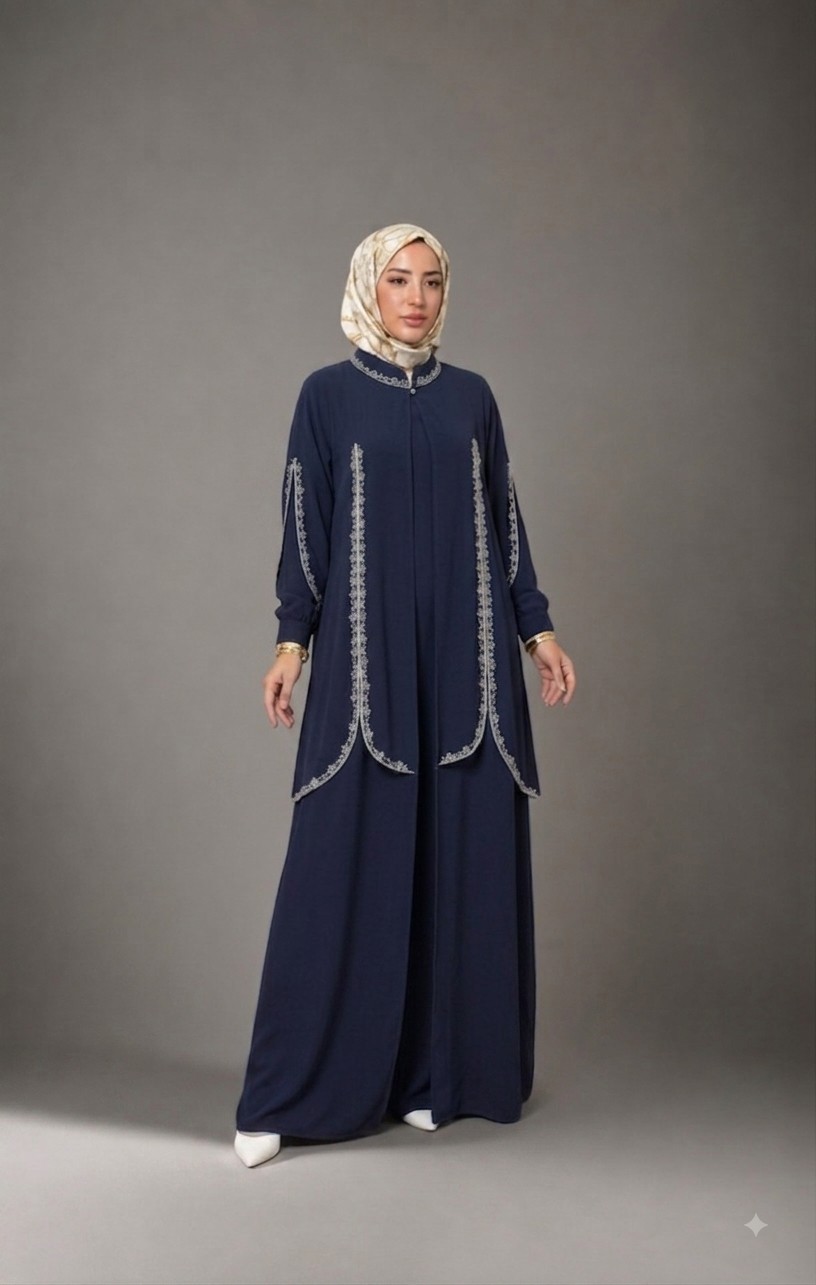 Halesu Kadın Büyük Beden Suzanlı Kumaş Ilili Abaya/abiye Elbise görsel 6