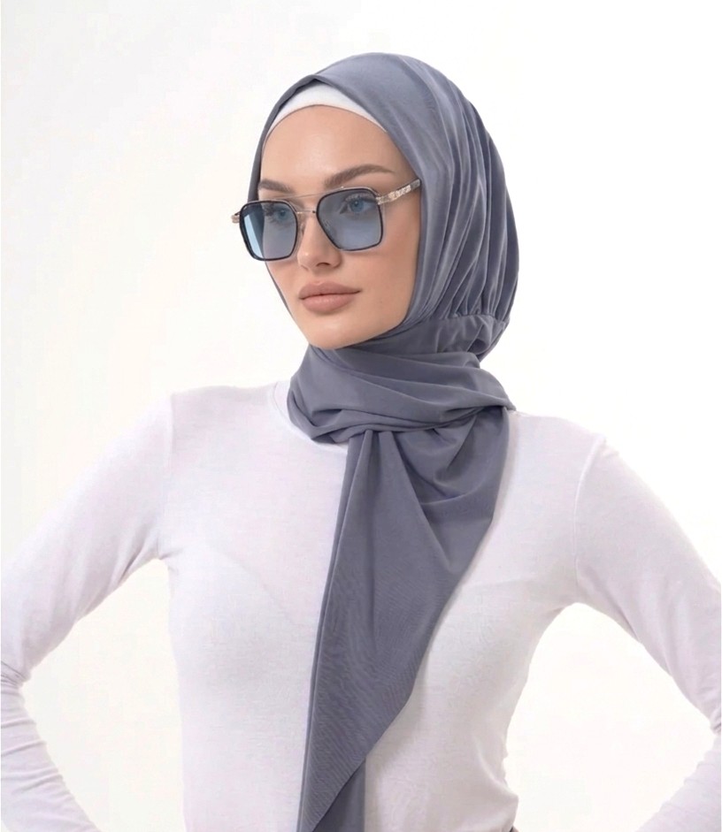 Alivascarf Pratik Hazır Çıtçıtlı Büzgülü Tesettür Şal görsel 7