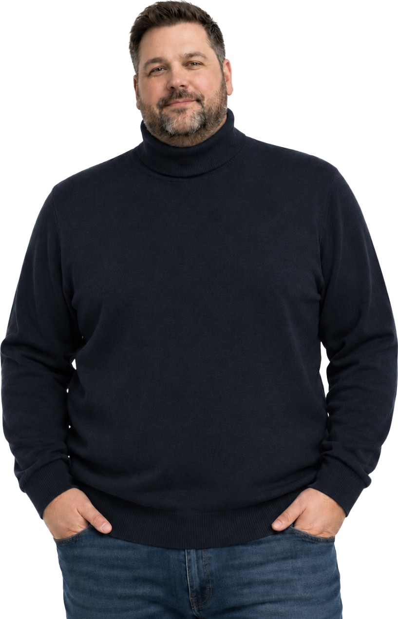 Battal Moda Erkek Büyük Beden Antrasit Tam Balıkçı Triko Kazak 3xl-4xl-5xl-6xl