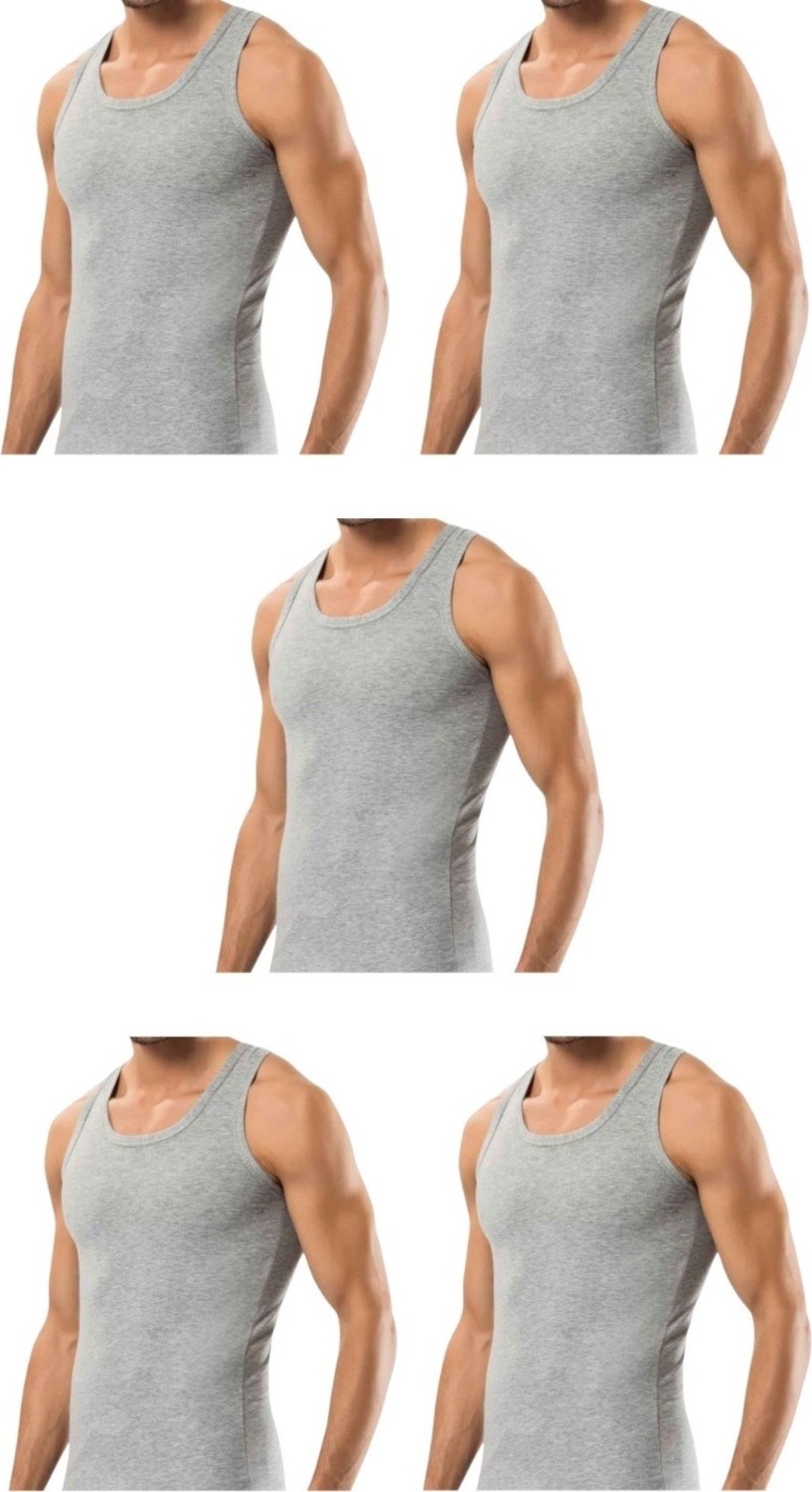 Maruf Shop 5 Adet Erkek Slim Fit Dar Kalıp Likralı Penye Sporcu Atleti(Rambo Atleti)