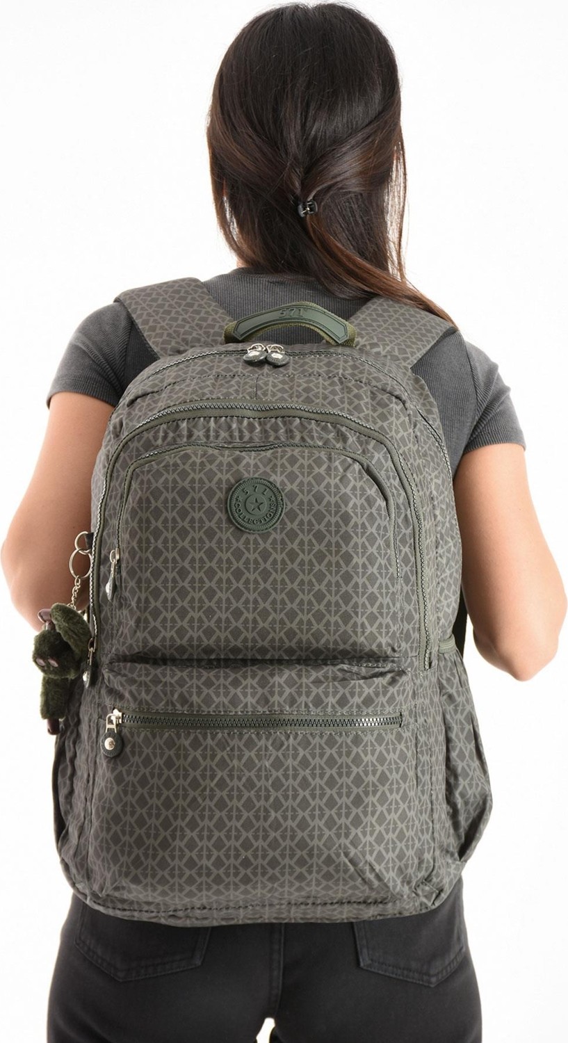 571 Collections Çanta Ultra Hafif Sırt Çantası Okul Seyahat Unisex Desenli Yeşil (Model: 571-1C)