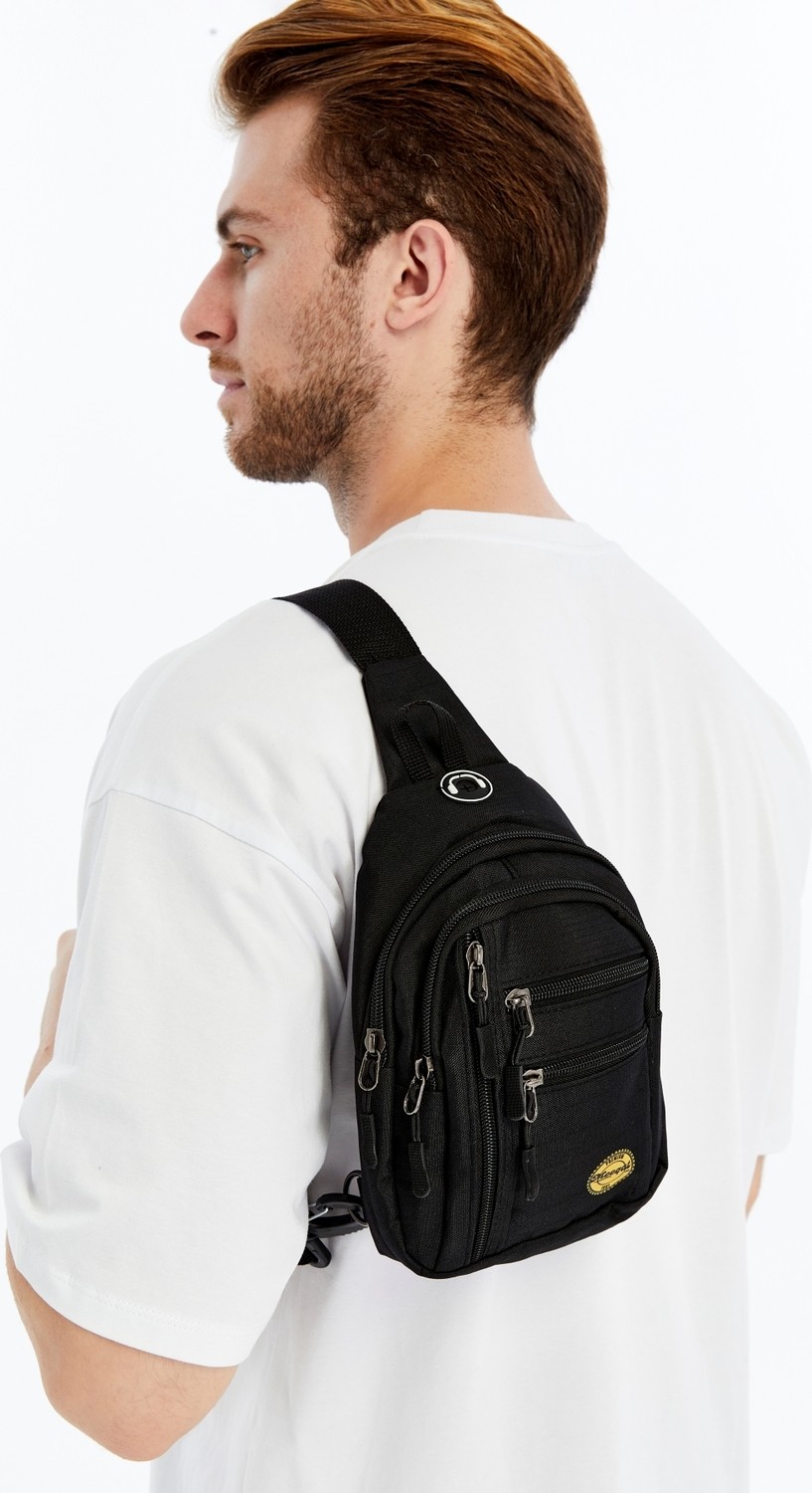 Ramsburry Unisex Siyah Su Geçirmez USB ve Kulaklık Girişli Mini Bel ve Omuz Çanta Freebag görsel 3