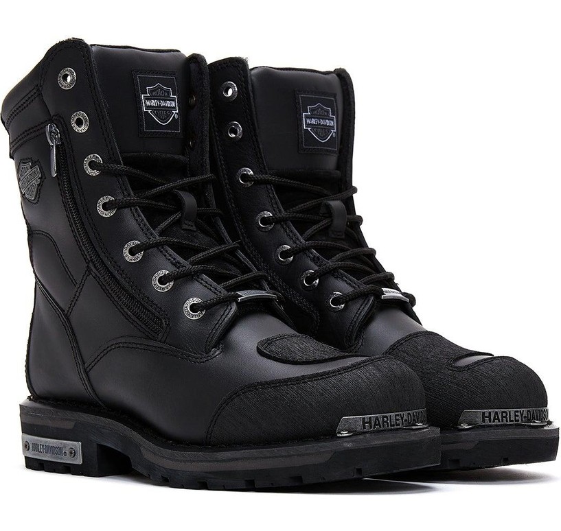Harley Davidson Riddick Erkek Siyah Deri Bot görsel 8