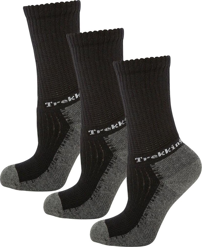 Aesco Thermoform Trekking Extra Dolgulu, Darbe Emici Kışlık Unisex Çocuk Çorap, 3'lü Paket, Siyah, 27-30 Beden