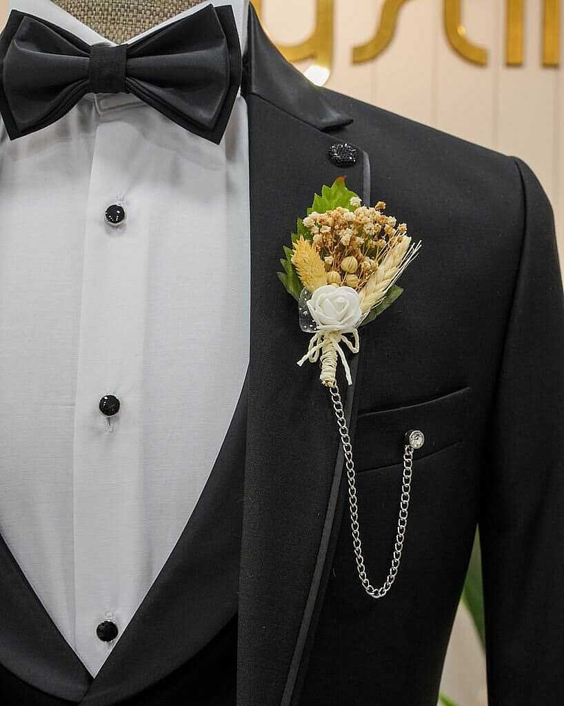 Beystil Mono Yaka Siyah Yelekli Damatlık & Smokin Takım Y37 - Slim Fit görsel 4