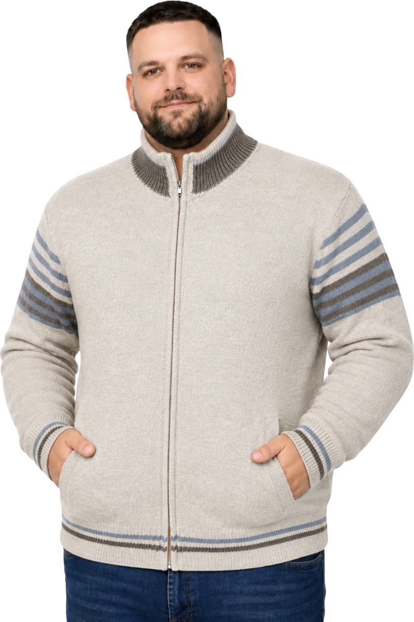 Battal Moda Erkek Büyük Beden Füme Çizgili Cepli Hattush Ceket 5xl-6xl-7xl-8xl
