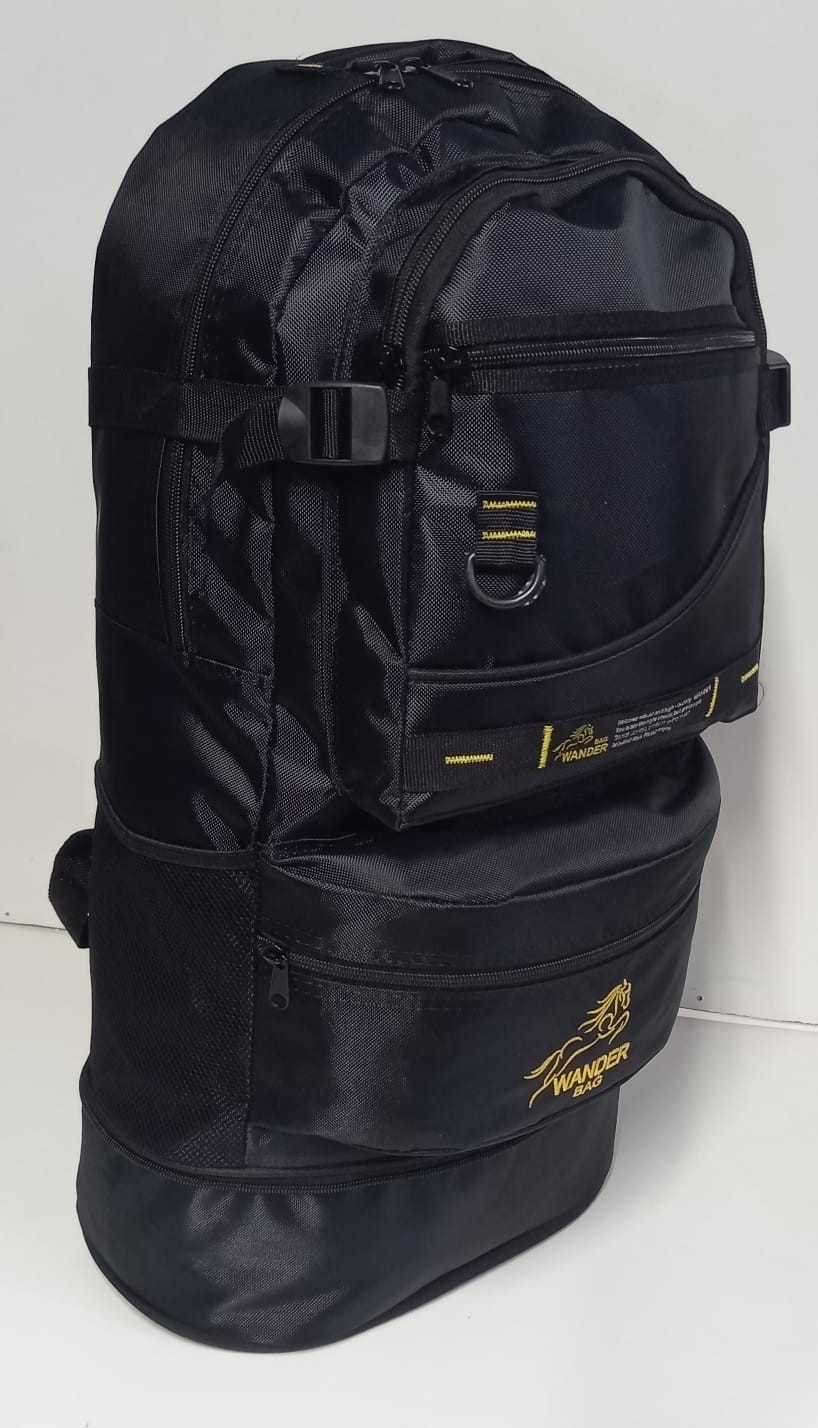 Wander Bag Körüklü Dağcı Sırt Çantası Lacivert - Sarı 1680 Denye Kumaş 4 Gözlü Ergonomik Tasarım