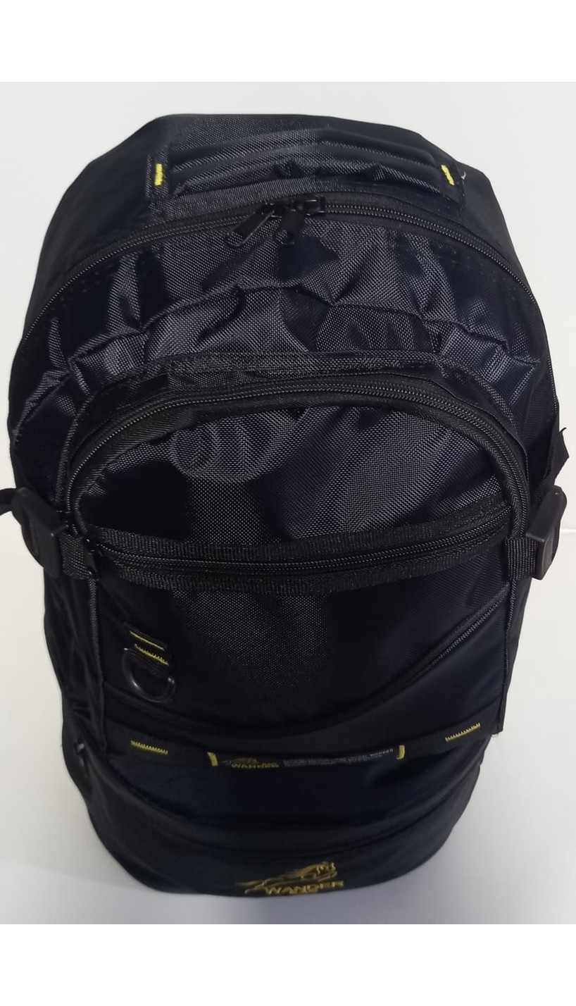 Wander Bag Körüklü Dağcı Sırt Çantası Lacivert - Sarı 1680 Denye Kumaş 4 Gözlü Ergonomik Tasarım görsel 3
