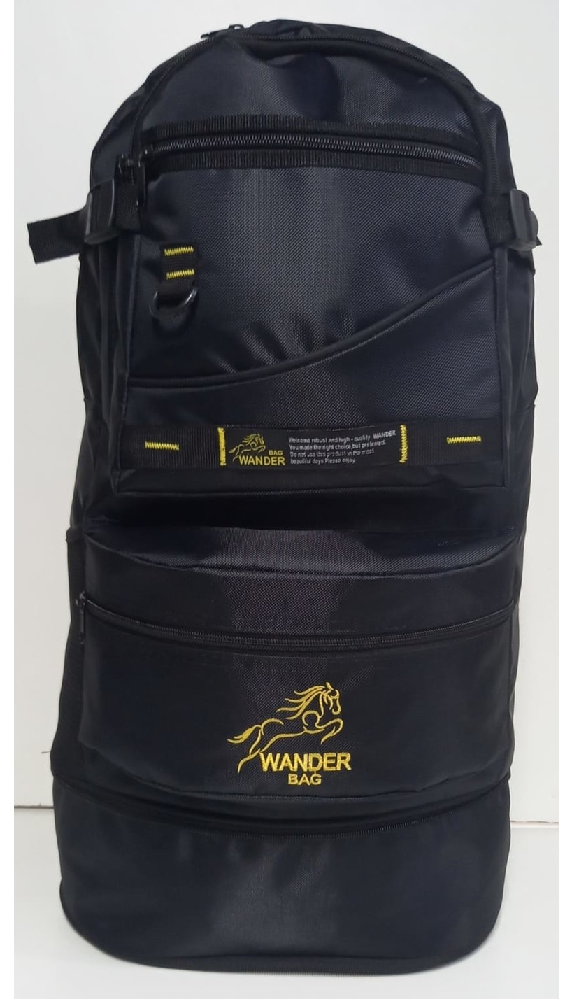 Wander Bag Körüklü Dağcı Sırt Çantası Lacivert - Sarı 1680 Denye Kumaş 4 Gözlü Ergonomik Tasarım görsel 5