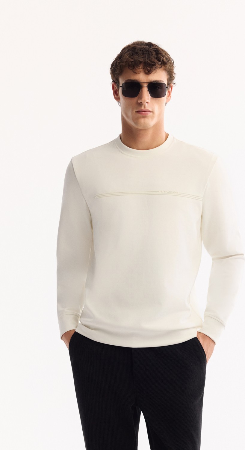 AVVA Erkek Bordo Bisiklet Yaka Pamuklu Bi-Stretch Baskılı Regular Fit Sweatshirt A52Y1325